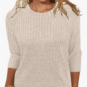 Elegant Women's Beige Crew Neck Sweater